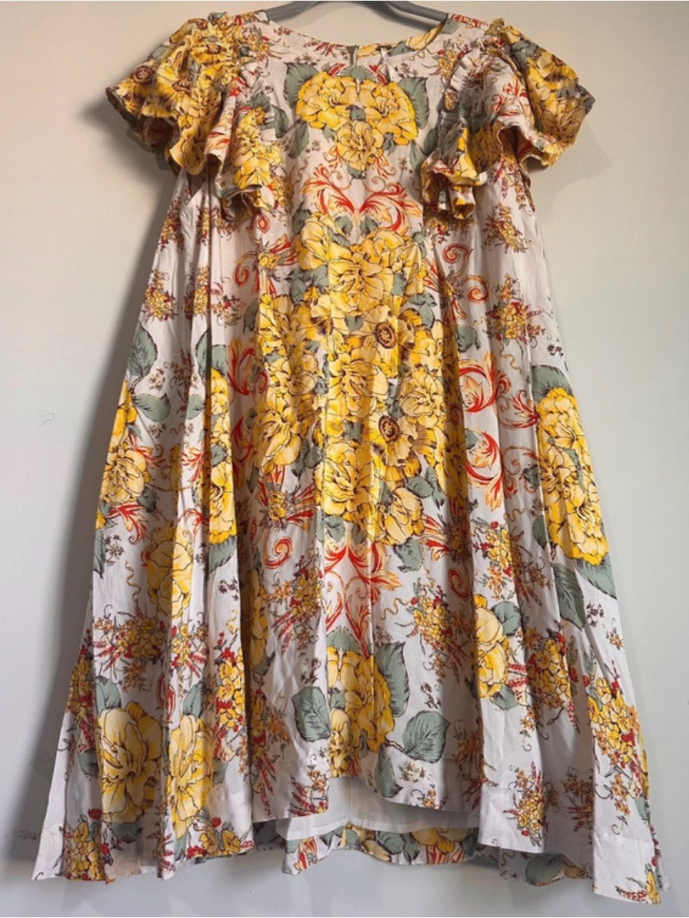 Free People Girls White Dress with Yellow Floral Print